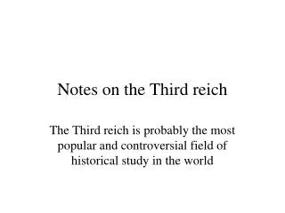 Notes on the Third reich