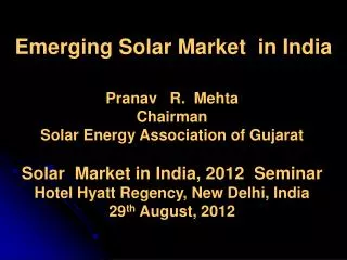 Emerging Solar Market in India