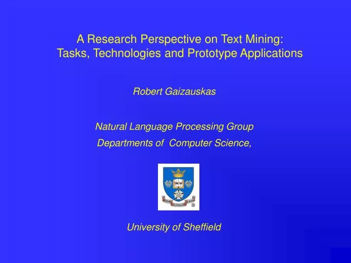 a research perspective on text mining tasks technologies and prototype applications