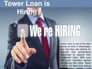 Tower Loan is Hiring