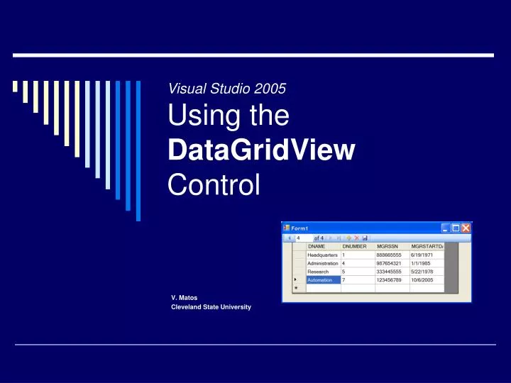 visual studio 2005 using the datagridview control