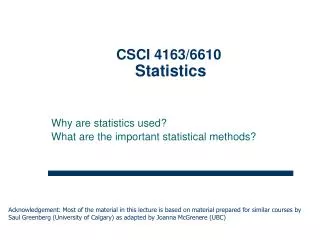 CSCI 4163/6610 Statistics