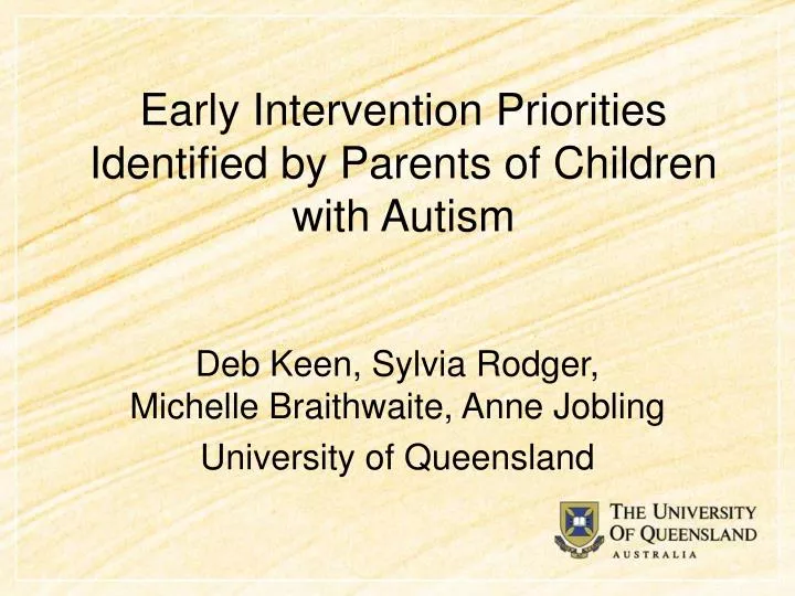 early intervention priorities identified by parents of children with autism