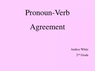 Pronoun-Verb Agreement Andrea White 2 nd Grade
