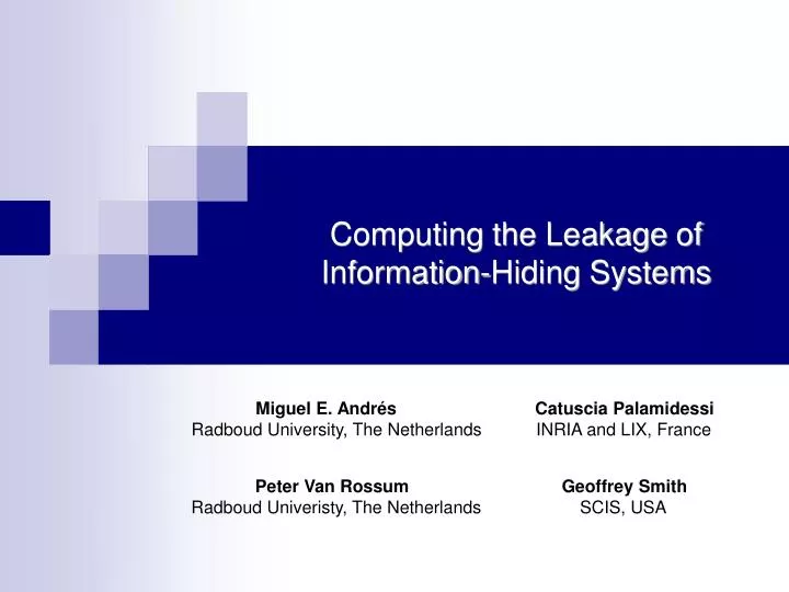 computing the leakage of information hiding systems