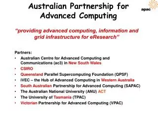 Australian Partnership for Advanced Computing