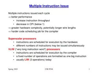 Multiple Instruction Issue
