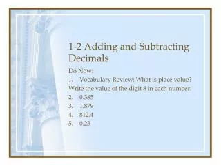 1-2 Adding and Subtracting Decimals