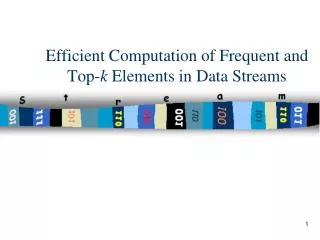 Efficient Computation of Frequent and Top- k Elements in Data Streams