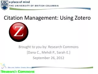 Citation Management: Using Zotero