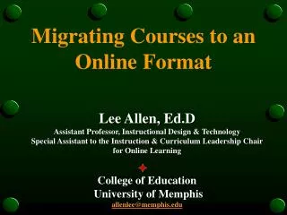 Migrating Courses to an Online Format