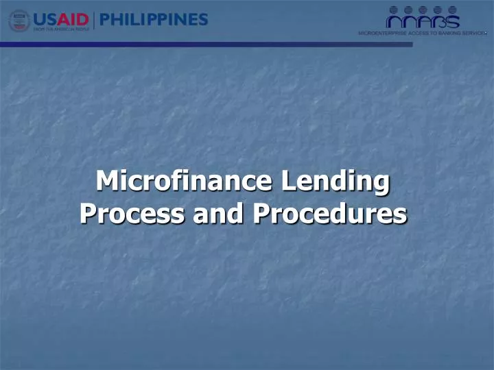 microfinance lending process and procedures