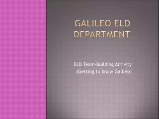 Galileo ELD Department