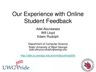 Our Experience with Online Student Feedback