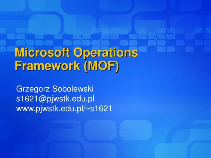 microsoft operations framework mof