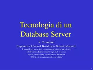 Tecnologia di un Database Server