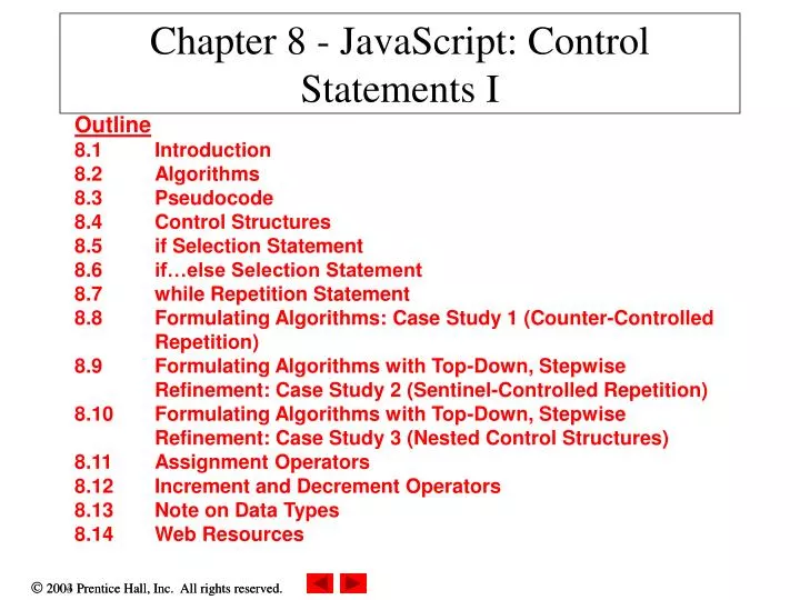 chapter 8 javascript control statements i