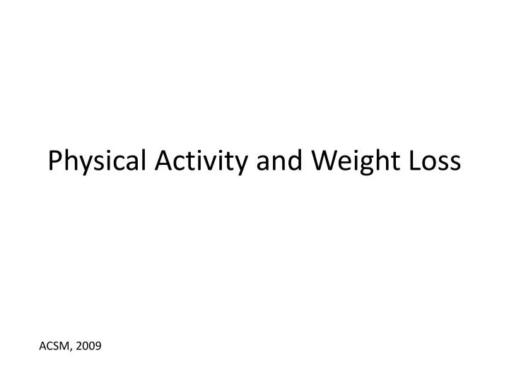 physical activity and weight loss