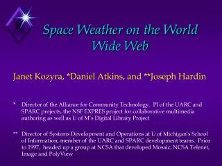Space Weather on the World Wide Web