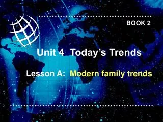 Unit 4 Today’s Trends Lesson A: Modern family trends