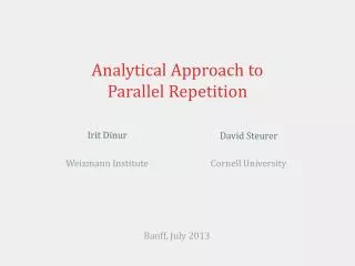 Analytical Approach to Parallel Repetition