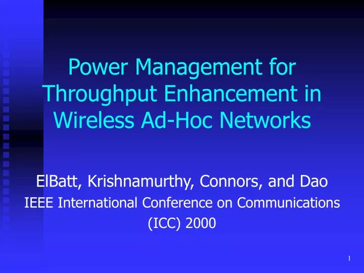 power management for throughput enhancement in wireless ad hoc networks