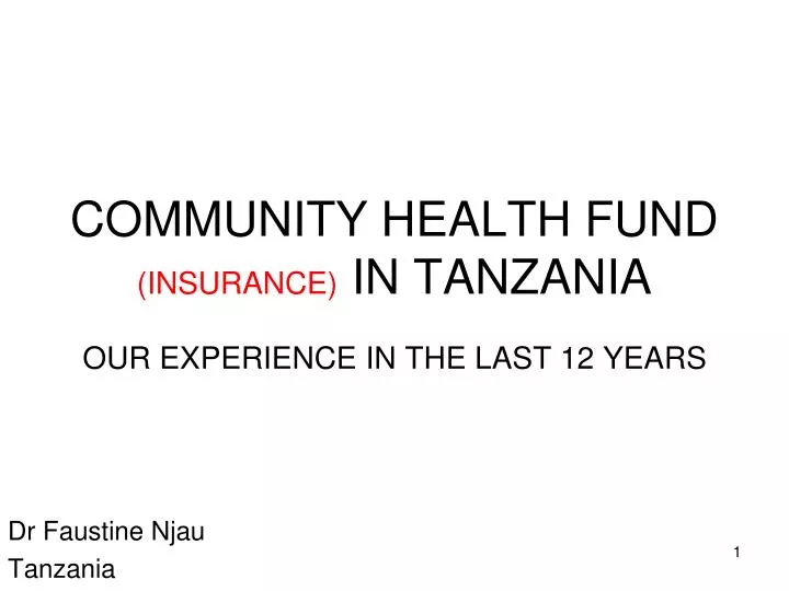 community health fund insurance in tanzania