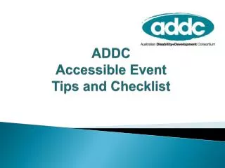 ADDC Accessible Event Tips and Checklist