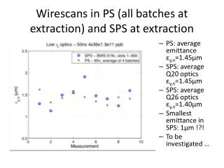 Wirescans in PS (all batches at extraction) and SPS at extraction