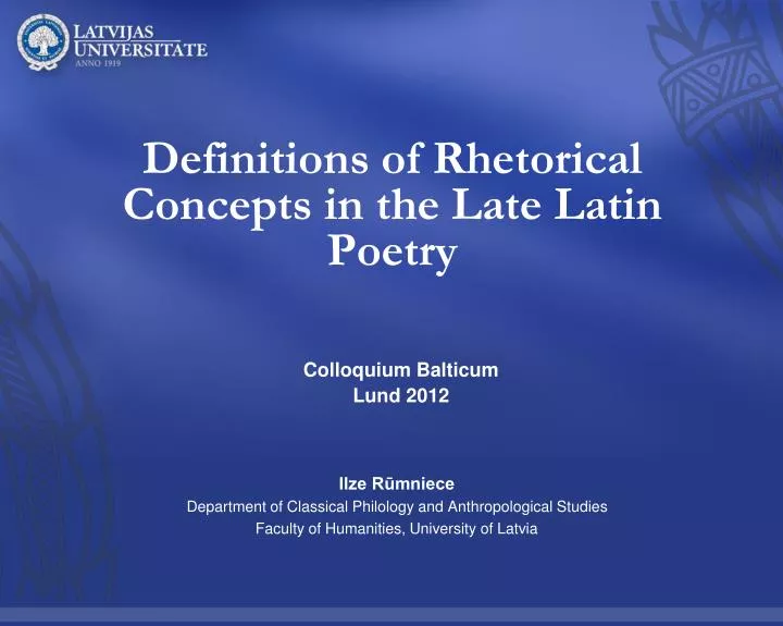 definitions of rhetorical concepts in the late latin poetry