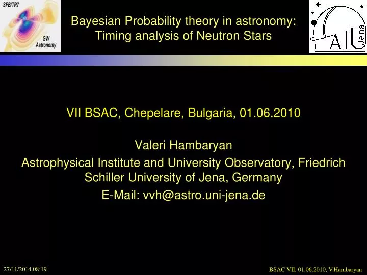 bayesian probability theory in astronomy timing analysis of neutron stars