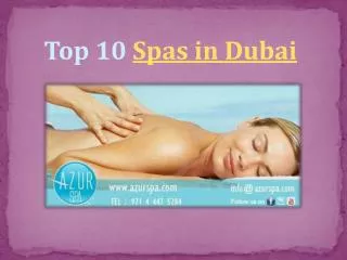 Top 10 Spas in Dubai