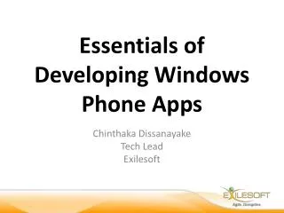 Essentials of Developing Windows Phone Apps