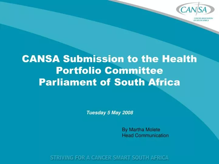 cansa submission to the health portfolio committee parliament of south africa