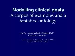 Modelling clinical goals A corpus of examples and a tentative ontology