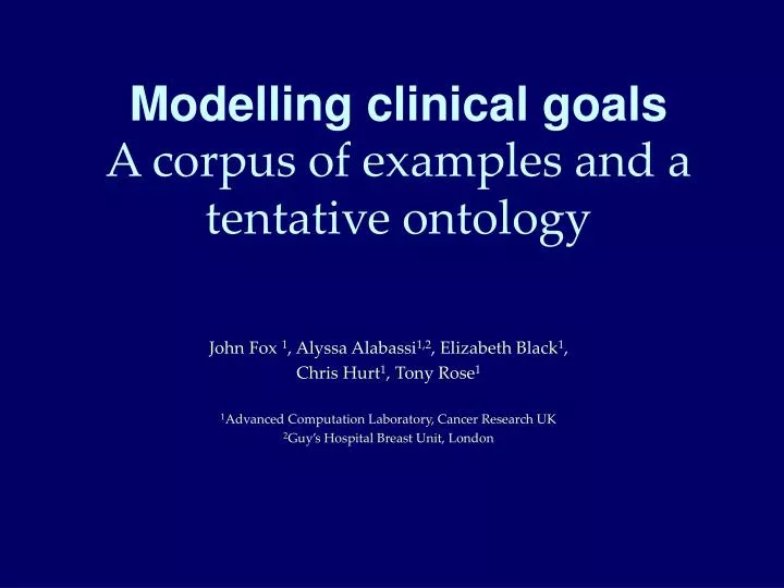 modelling clinical goals a corpus of examples and a tentative ontology