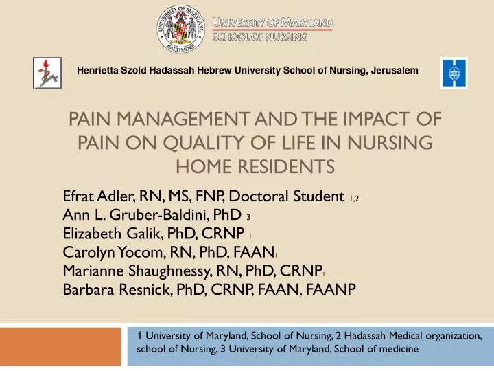 pain management and the impact of pain on quality of life in nursing home residents