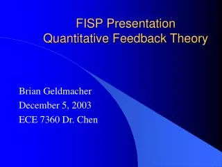 FISP Presentation Quantitative Feedback Theory