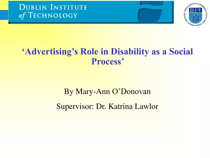 advertising s role in disability as a social process