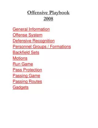 Offensive Playbook 2008