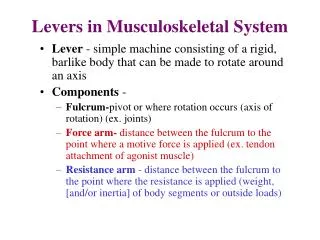 Levers in Musculoskeletal System