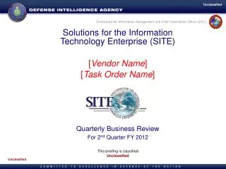 Solutions for the Information Technology Enterprise (SITE) [ Vendor Name ] [ Task Order Name ]