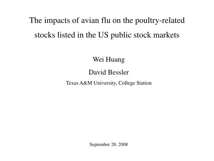 the impacts of avian flu on the poultry related stocks listed in the us public stock markets