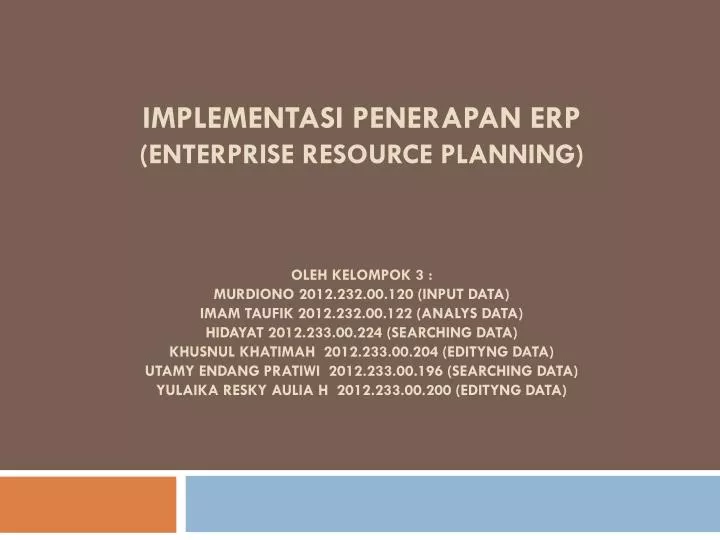 implementasi penerapan erp enterprise resource planning