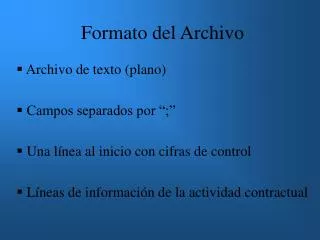 formato del archivo