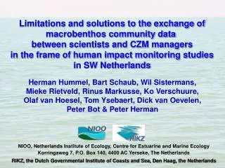 Limitations and solutions to the exchange of macrobenthos community data