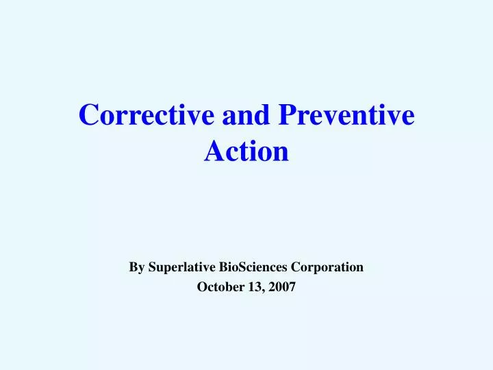 corrective and preventive action