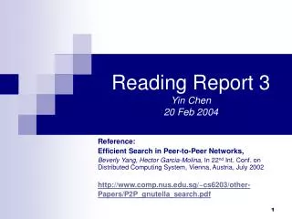Reading Report 3 Yin Chen 20 Feb 2004