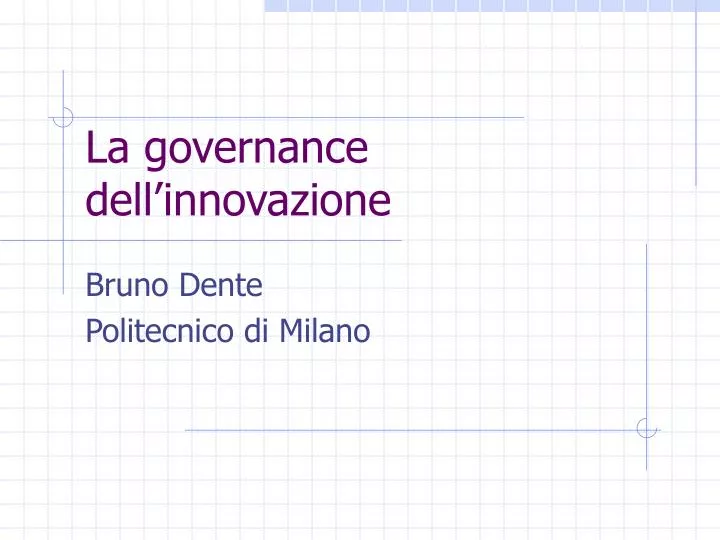 la governance dell innovazione