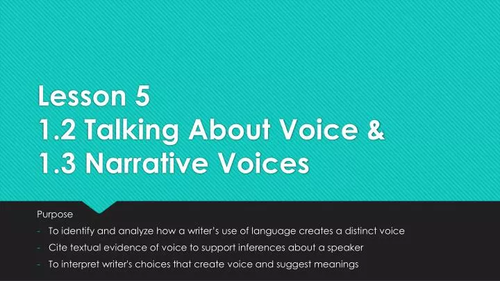 lesson 5 1 2 talking about voice 1 3 narrative voices